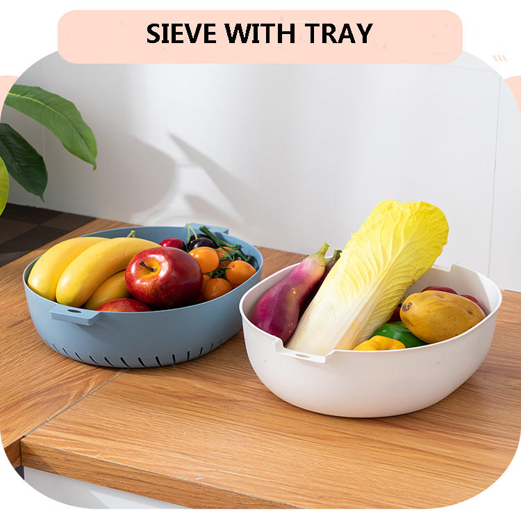 Sieve and Tray Plastic Kitchen Strainer Has Three Sizes