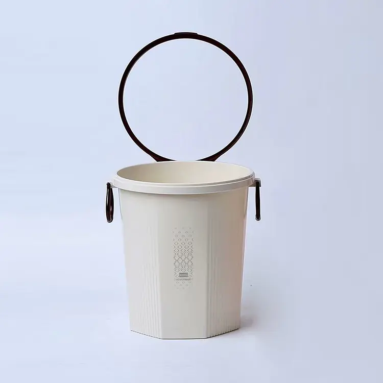 Round Trash Can with Trash Bag Buckle Trash Bin