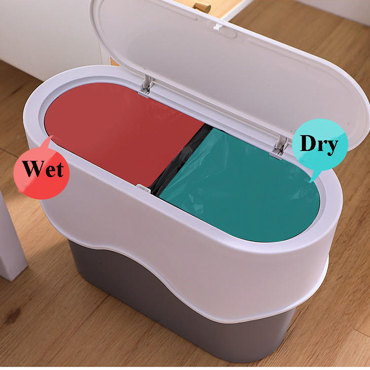 Waste Bin Dry and Wet Garbage Sorting Plastic Trash Can