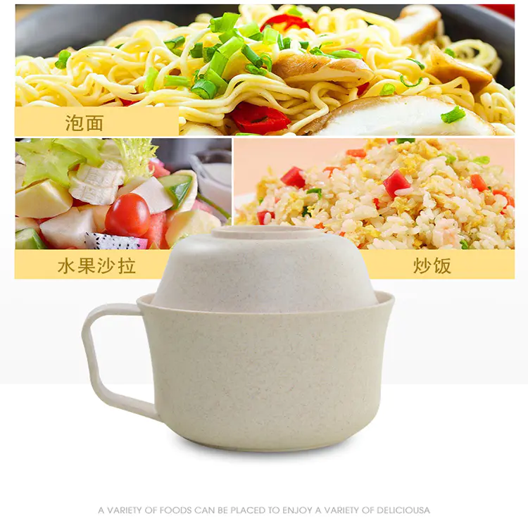 Wheat Straw Instant Noodle Bowl with Cutlery Small Bowl