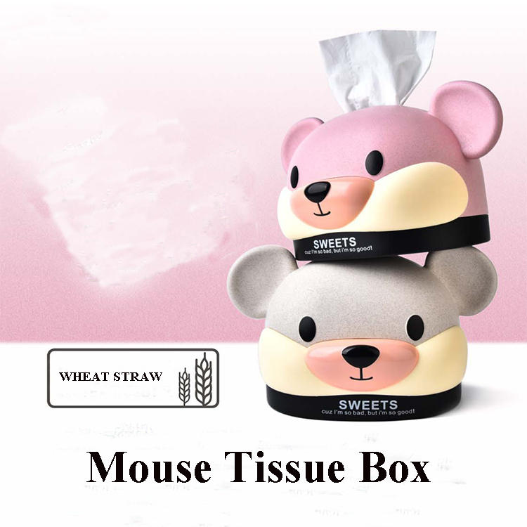 Wheat Straw Mouse Tissue Box Plastic Napkin Box