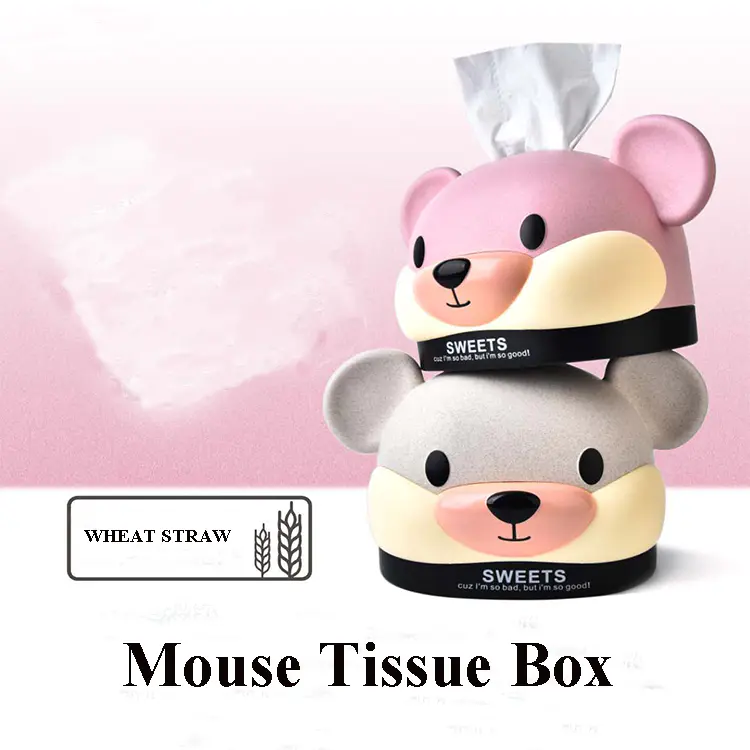 Wheat Straw Mouse Tissue Box Plastic Napkin Box