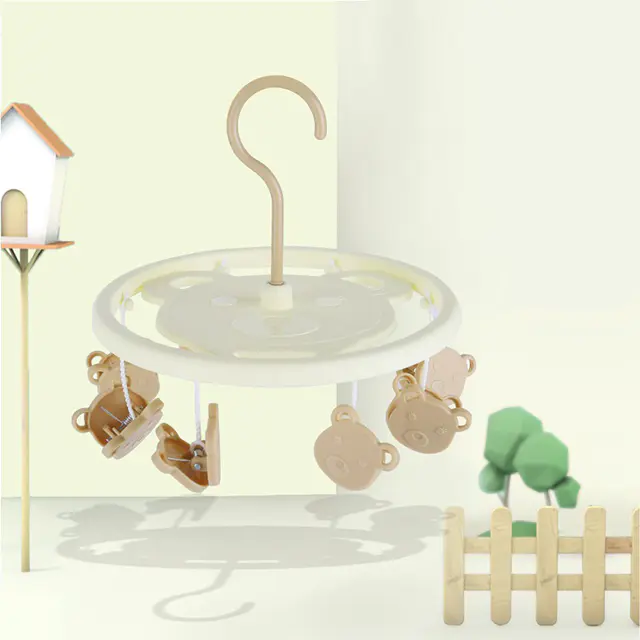 Plastic Bear Round Children Hanger with 8 Pegs