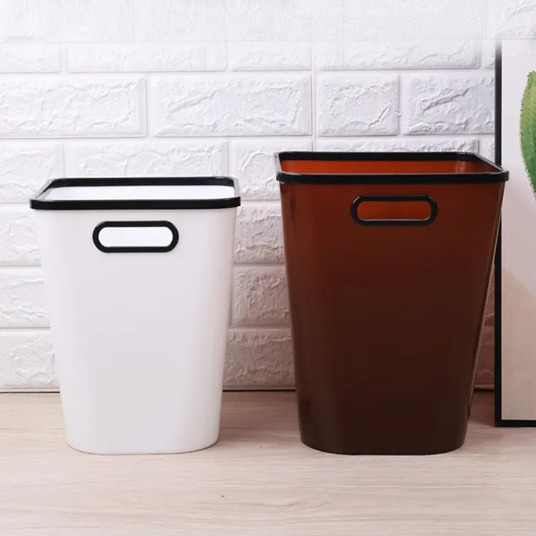 Plastic Simple Double Color Trash Can Two Sizes Waste Bin
