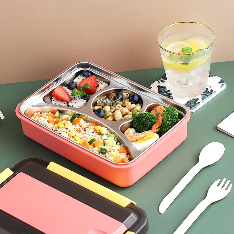 Three Colors Bento Box  Wholesale 304# Stainless Steel Lunch Box