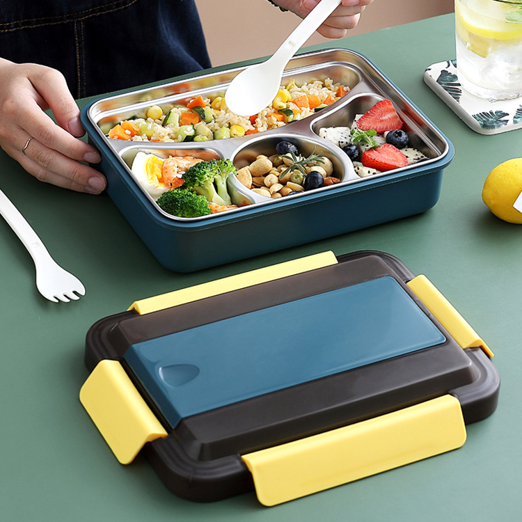 Three Colors Bento Box Wholesale 304 Stainless Steel Lunch Box