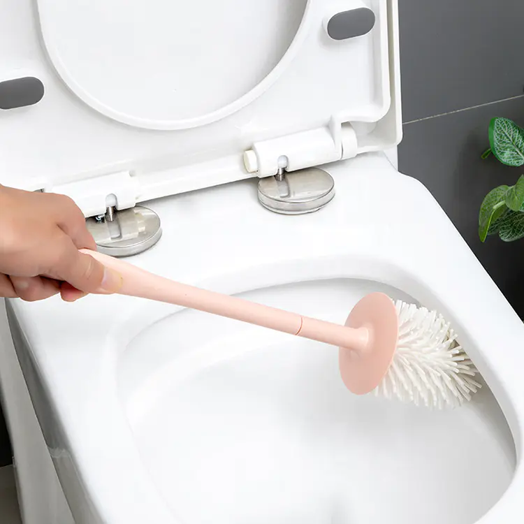 Folding toilet cleaning brush uses in bathroom with three colors