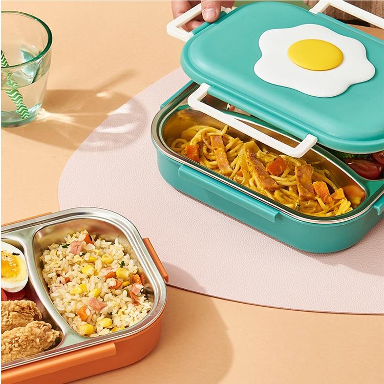 Cute poached egg shape 304#stainless steel lunch box keep temperature
