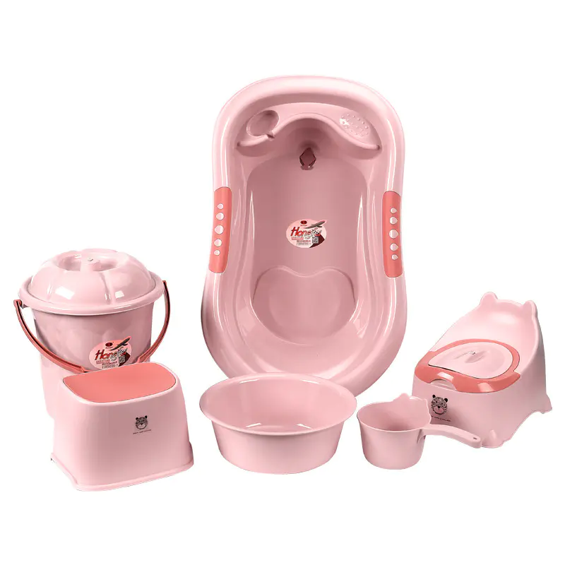 Baby Tub, Baby Shower set (Including Tub, Wash Basin, Bucket, Chair, and Clothing Storage Box)