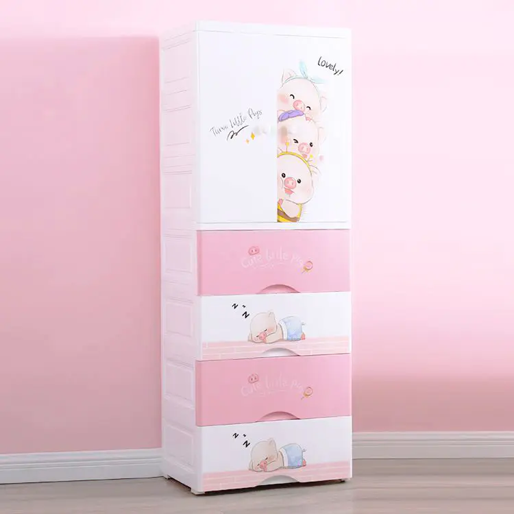 Pink Piggy 5-layer Double Door Drawer Cabinet