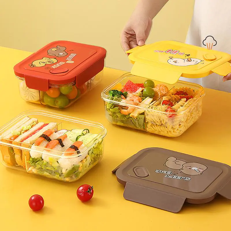 Double Compartment Cartoon Children's Lunch Box, Available in Three Colors