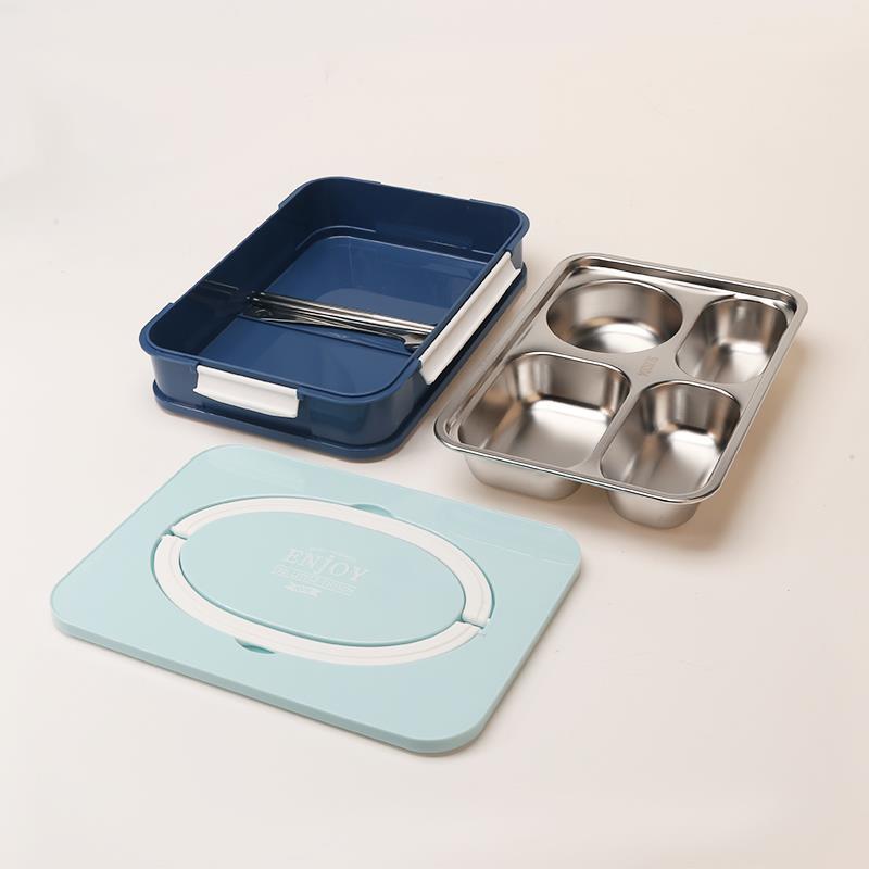 High Quality Four-compartment layered lunch box with stainless steel inner layer With Good Price-HongXing
