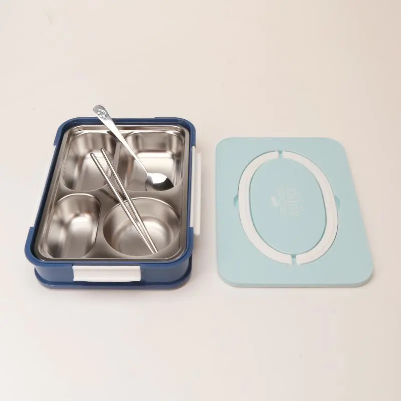 High Quality Four-Compartment Layered Lunch Box with Stainless Steel Inner Layer