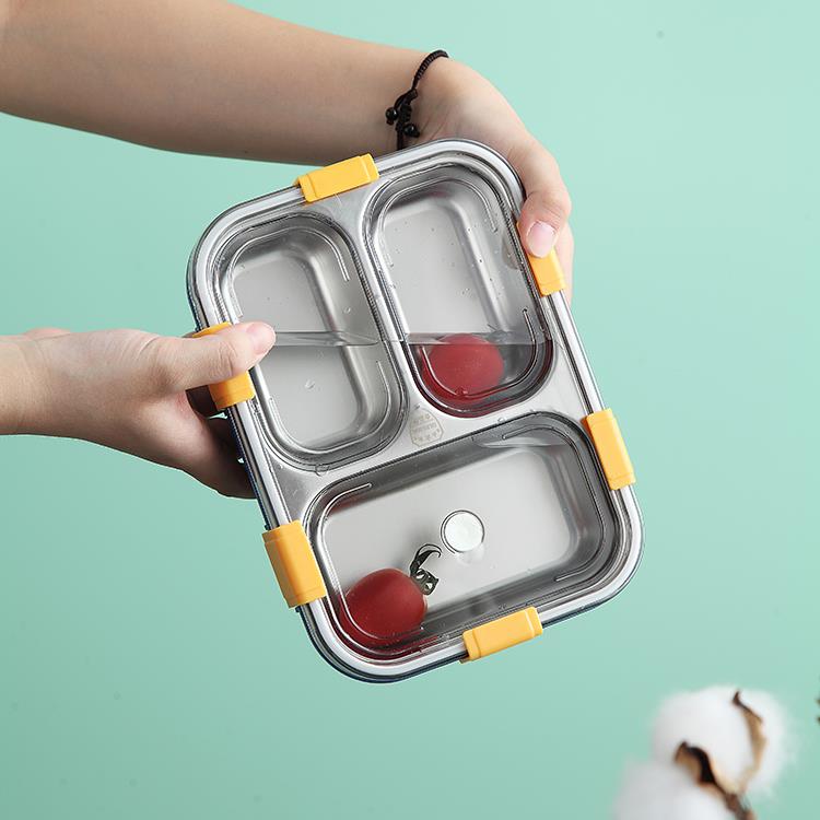 Fashionable 304# Stainless Steel Lunch Box (3 Compartments)