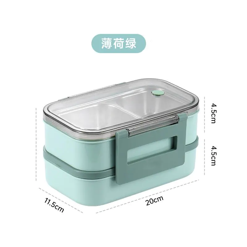 Student Compartment Insulated Lunch Box, Stainless Steel Double-Layer Sealed Lunch Box