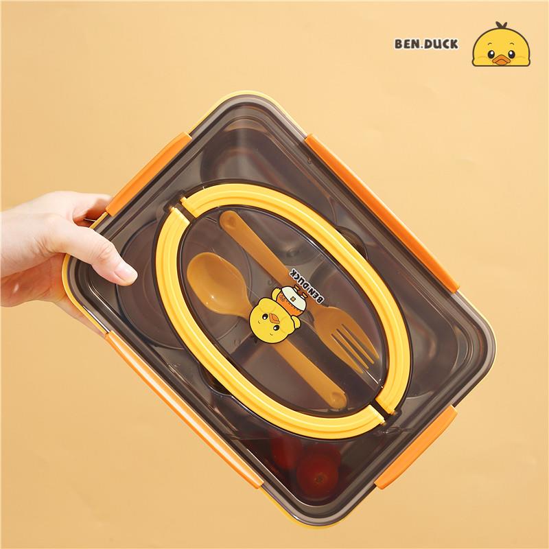 304 Stainless Steel Portable Lunch Box with Yellow Duckling Pattern