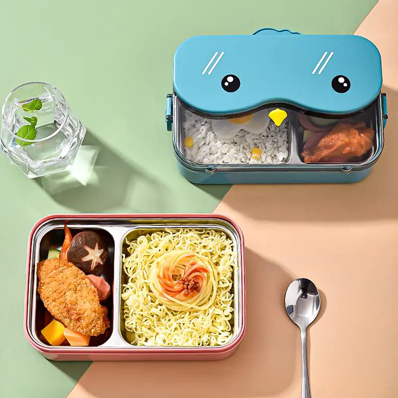 Cartoon Stainless Steel Multi Grid Lunch Box