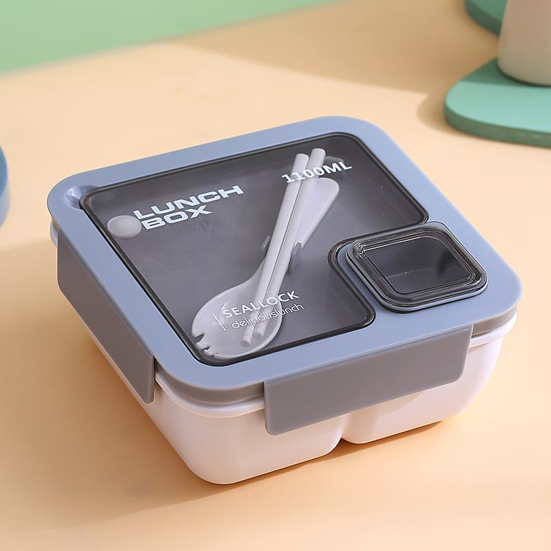 Wholesale Square Lunch Box With Spoon And Chopsticks (Lunch Box 1100ML + Sauce Box 40ML) From China-HongXing