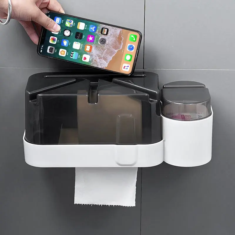 Wall-Mounted Waterproof Paper Drawer, Restroom Punch Free Paper Drawer