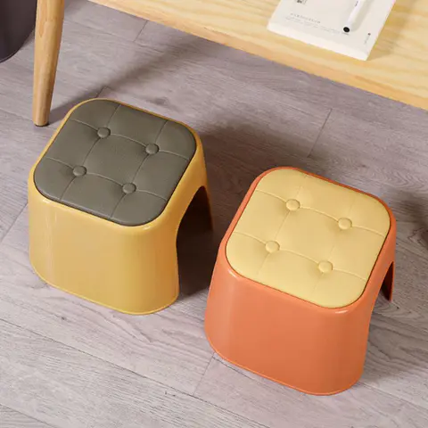 Self-upholstered leather stool