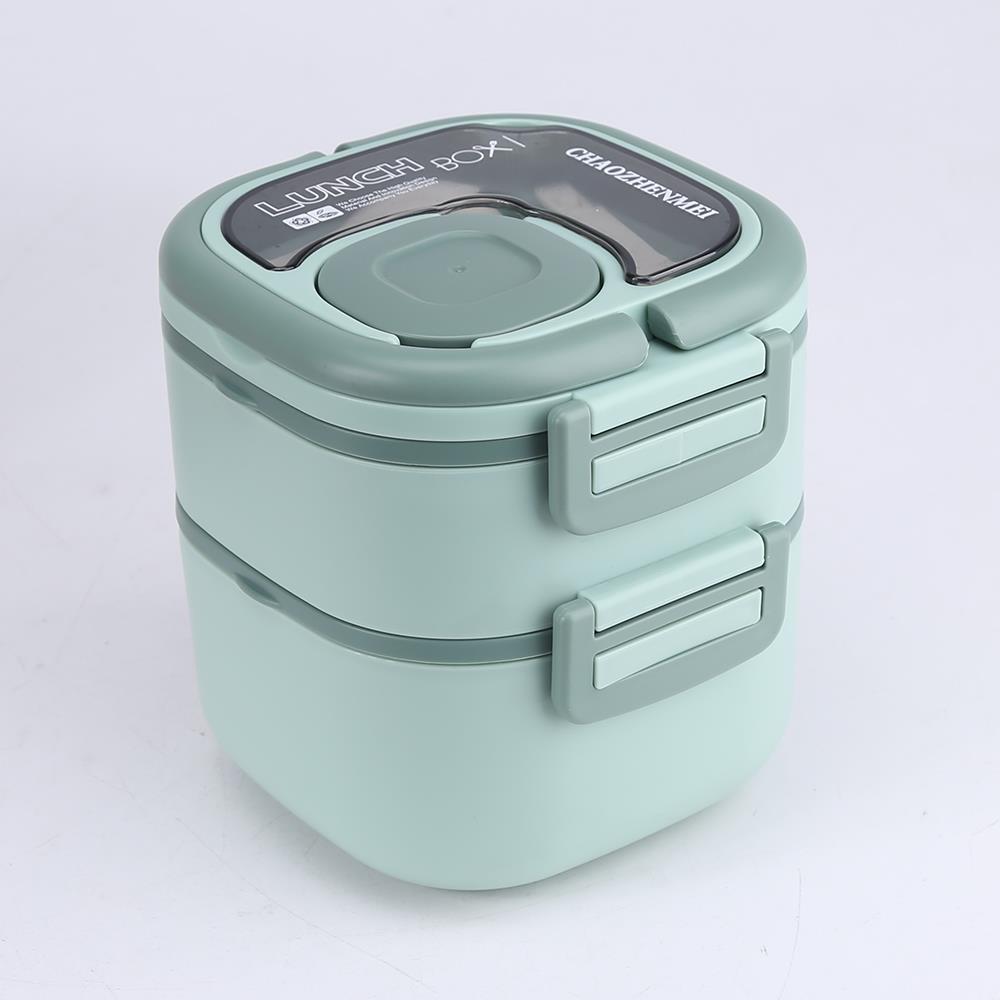 Top Quality Square Stainless Steel Sealed Lunch Box (With Spoon And Dip Box 1300ML)
