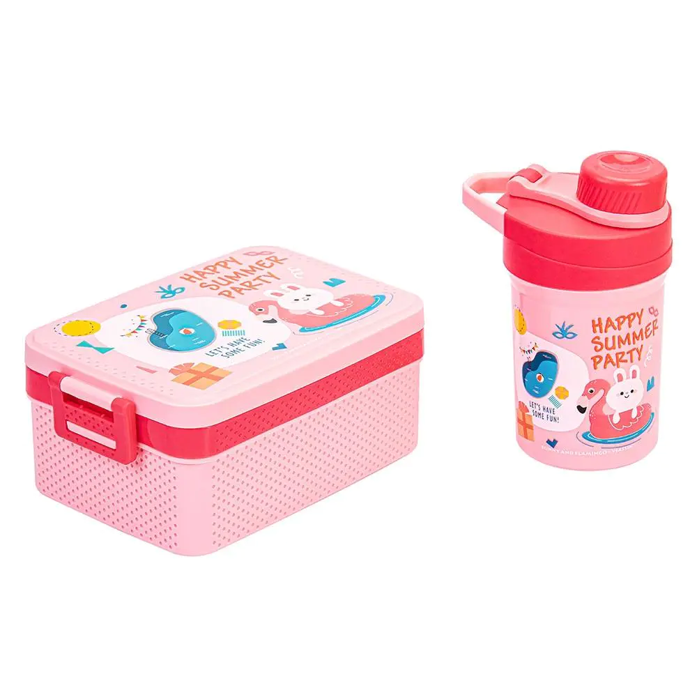 Double Layered Children's Cartoon Colorful Lunch Box with Water Cup Set