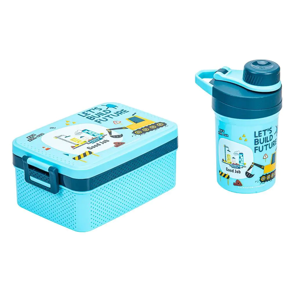 Double Layered Children's Cartoon Colorful Lunch Box with Water Cup Set
