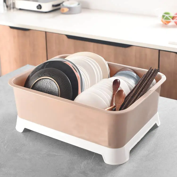 Plastic Cupboard with Strainer and Lid Dish Drainer Holder