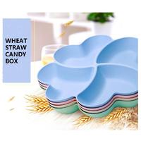 Clover Love Shape Candy Plate Wheat Straw Candy Box