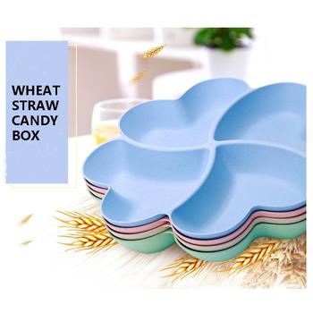 Clover Love Shape Candy Plate Wheat Straw Candy Box