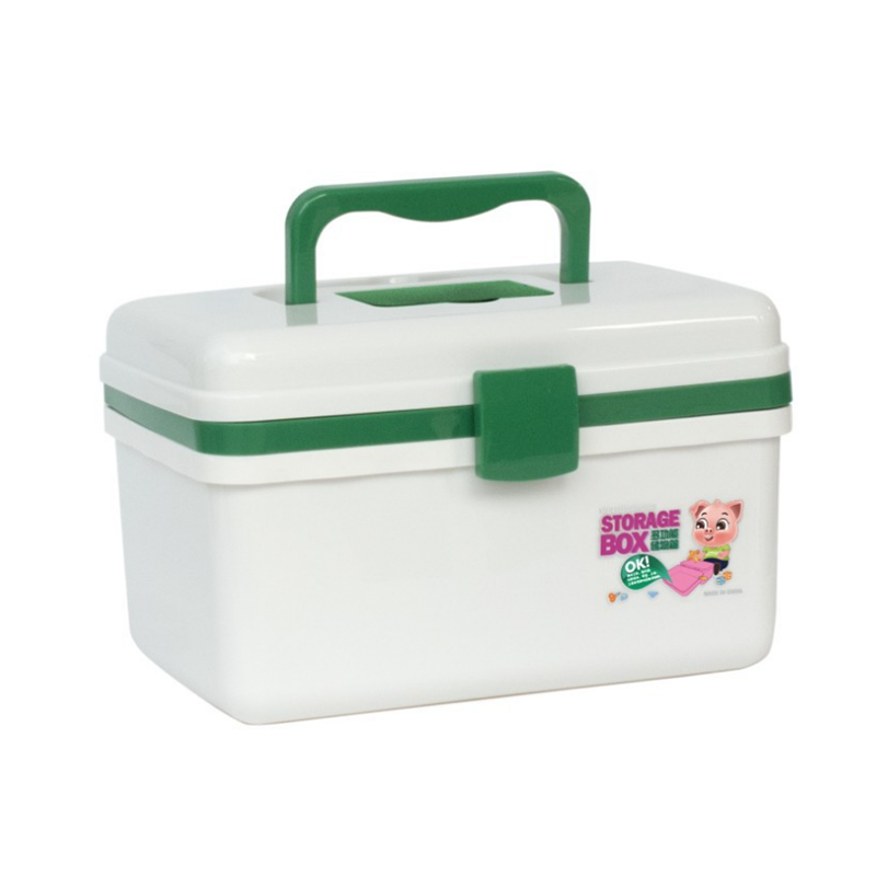 Red green first aid container bin/family emergency kit storage box
