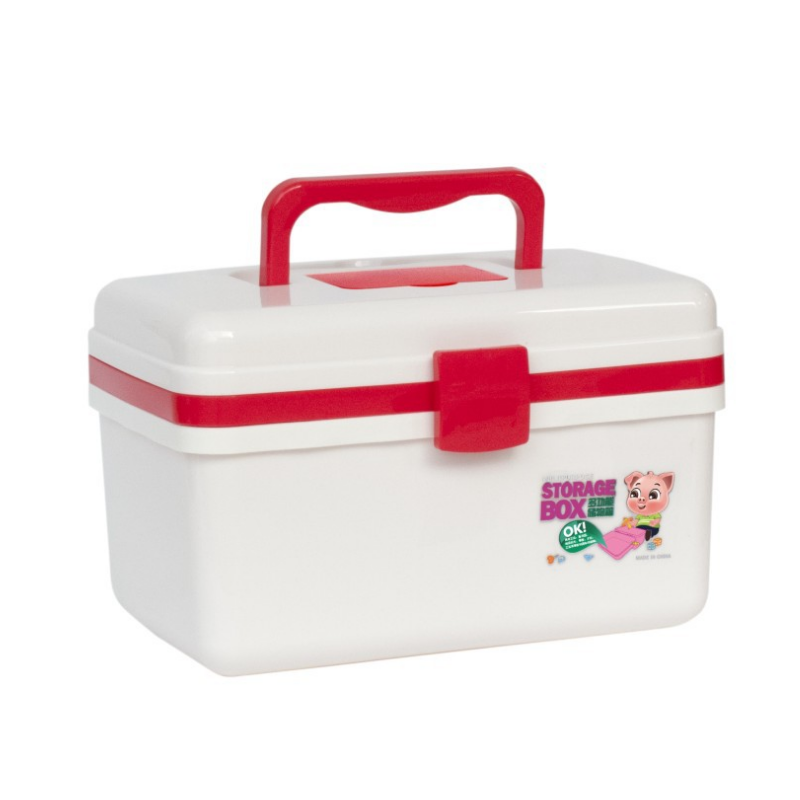 Red green first aid container bin/family emergency kit storage box