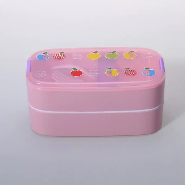 HX0018524 2-Layer Kid's Plastic Bento Lunch Box&plastic tiffin lunch box 400ML + 450ML BPA Free