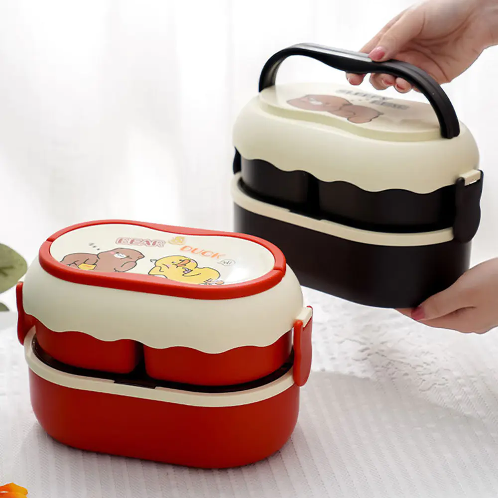 Double-Layer Portable Lunch Box: One Box for Main Course and Side Dishes