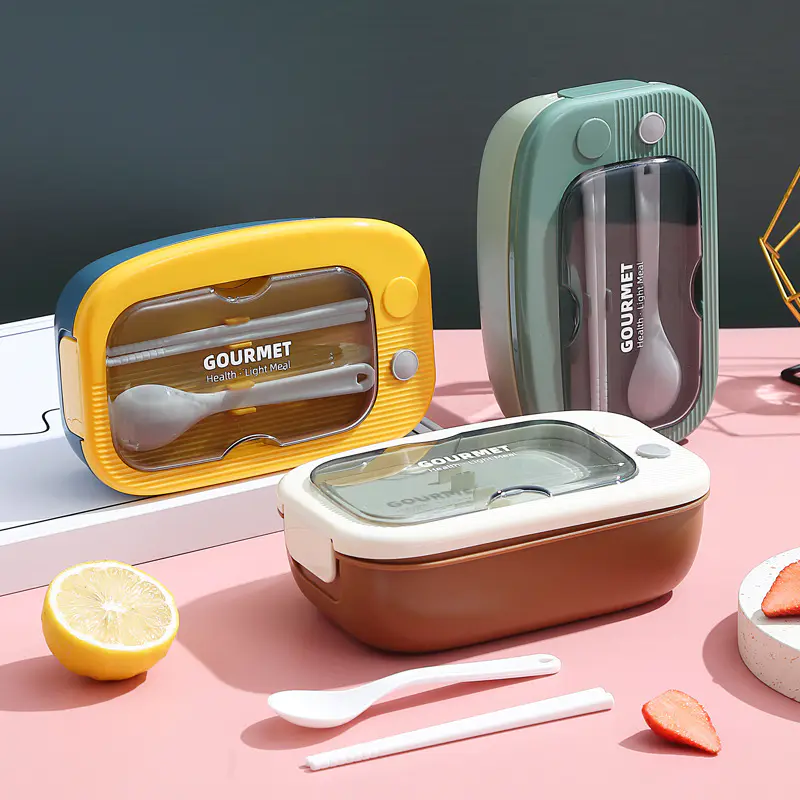 Student Essentials: Combo of Rectangular and Arc-shaped Plastic Lunch Boxes