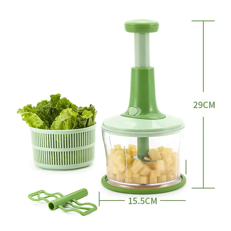 Green Delicious Kitchen Helper: Multi-Function Manual Food Chopper and Meat Grinder