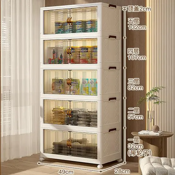 Fashionable and Elegant, Foldable Transparent Double Door Storage Cabinet