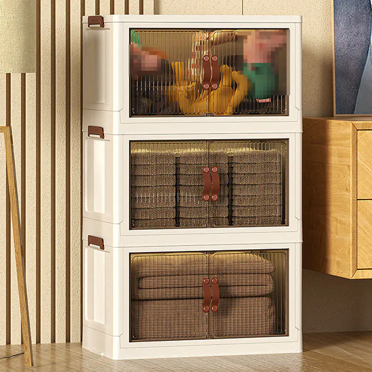 Multifunctional folding multi-layer transparent home cabinet