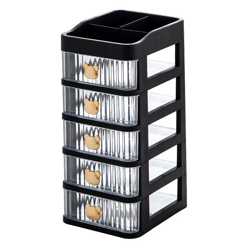 Small multi-layer desktop drawer storage box, Golden Bear Handle