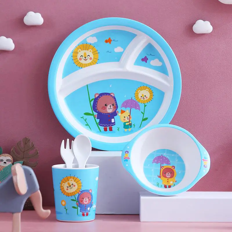 Healthy and Happy: Cartoon Animal Kids' Tableware Set