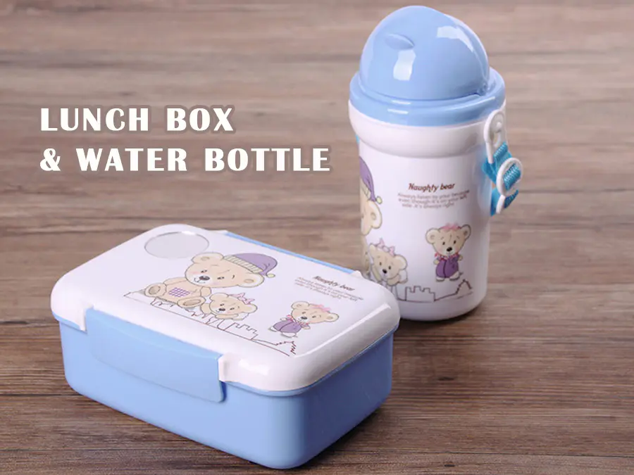 Student's Top Pick! Cartoon Lunch Box + Water Bottle Perfect Combo Set