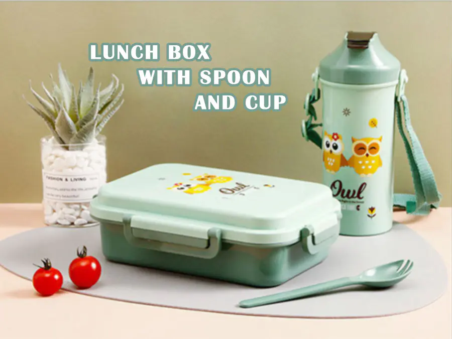 Lunch Upgraded! Perfect Trio: Cartoon Lunch Box, Water Bottle & Soup Spoon