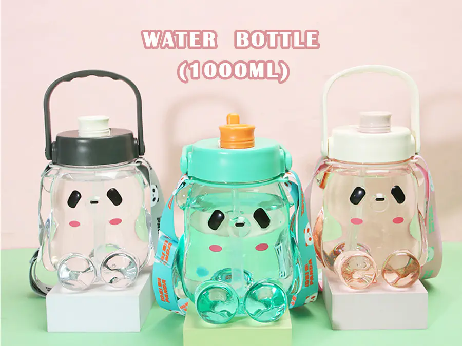 Panda's Here! Unique Transparent Cartoon Water Bottle Design