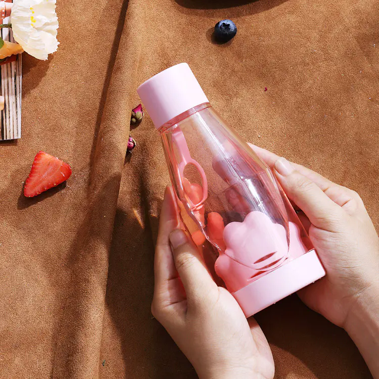 Creative Cartoon Cute Tea Drinking Water Bottle, Built-in Cat Claw Water Bottle