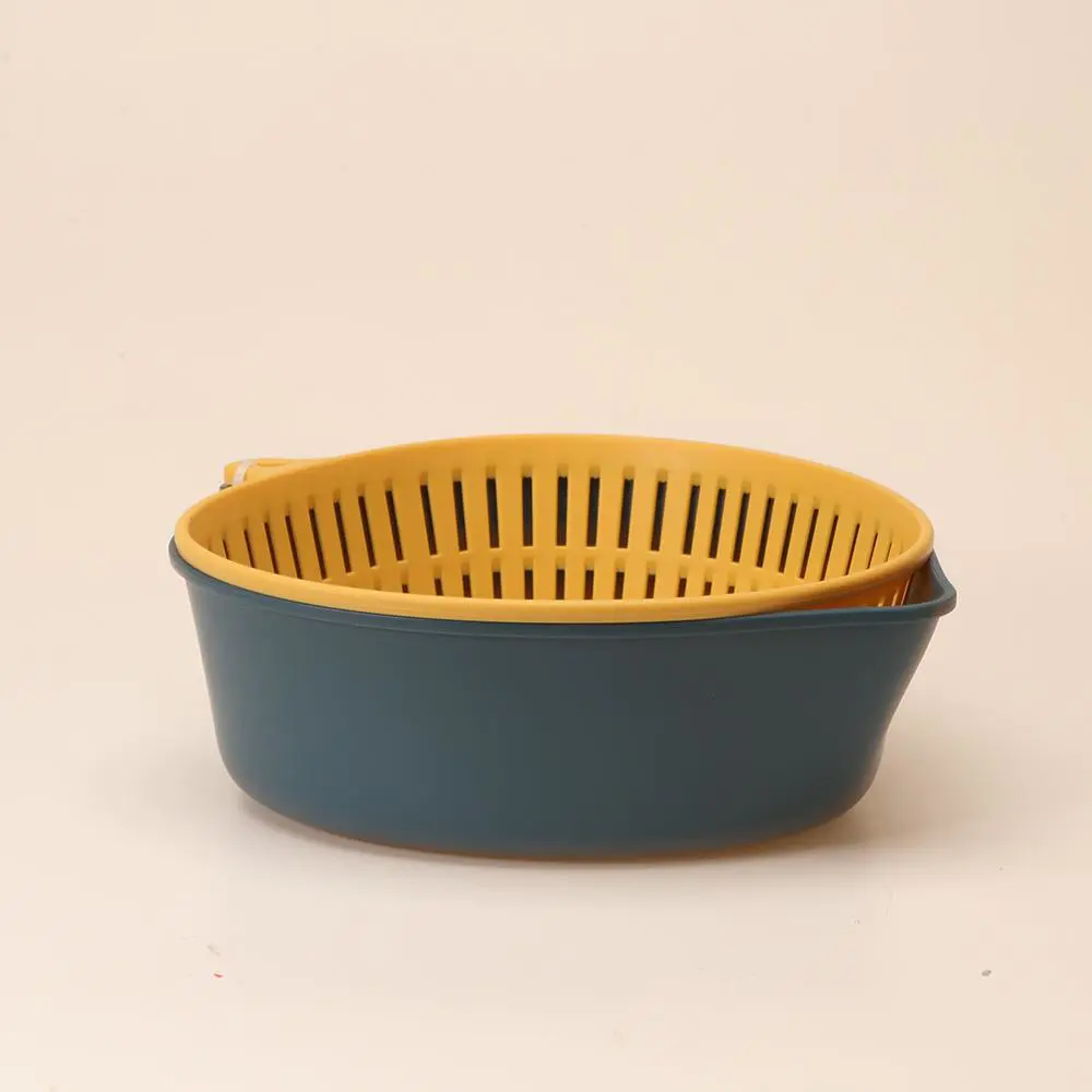 Blue-yellow Double-layer Drainer Basket For Sale-HongXing