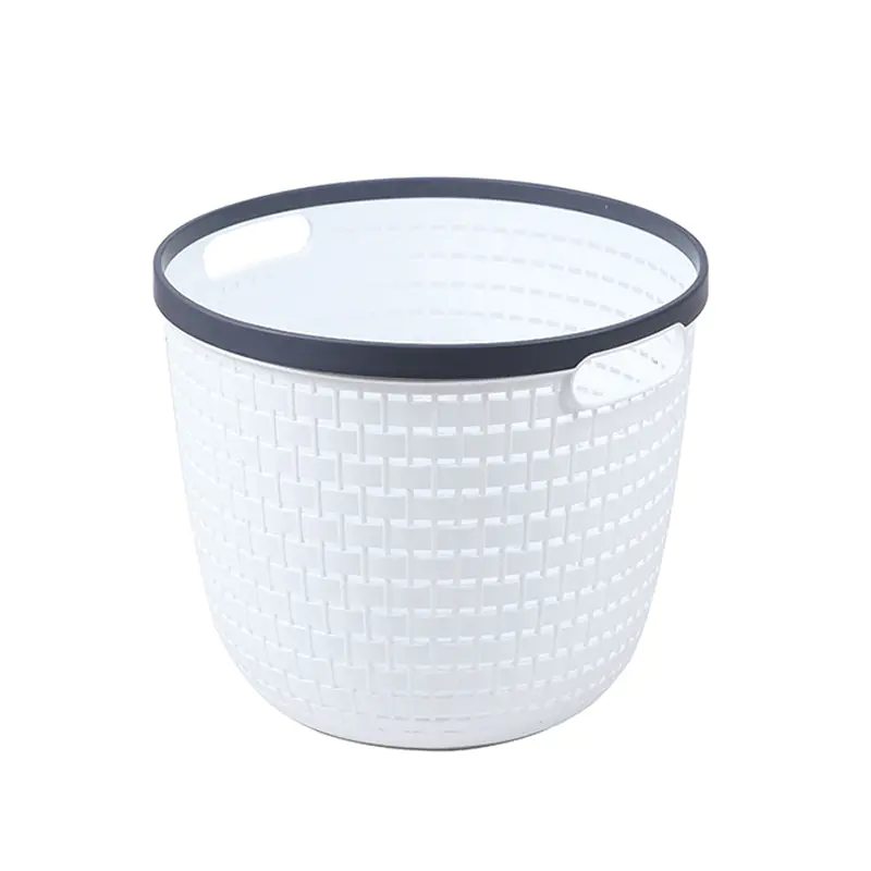 Wholesale Linen Patterned Plastic Storage Basket, Circular Bathroom Dirty Clothes Basket
