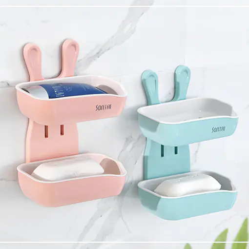 Children's Double Layer Soap Box, Cute Draining Soap Box