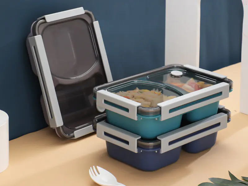 Perfect Combination of Health and Convenience: Portable Lunch Box with 2 Compartments