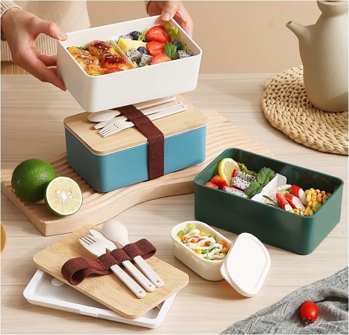 Japanese Style Bamboo and Wood Lid Minimalist Lunch Box