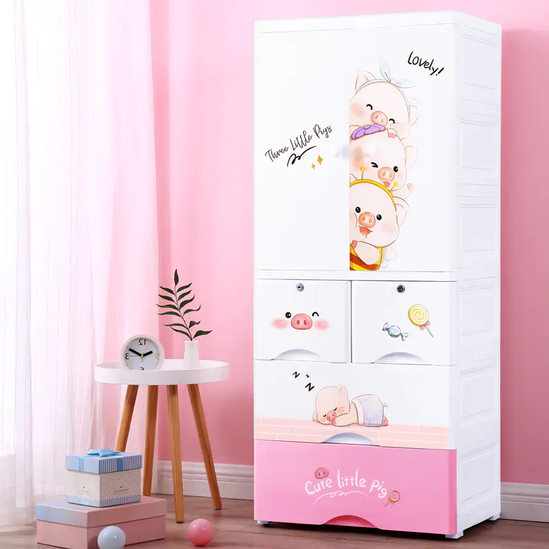 Pink Piggy 5-layer Double Door Drawer Cabinet